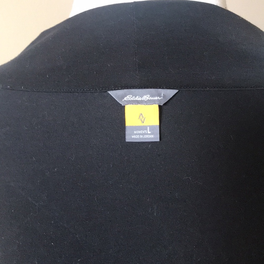 Eddie Bauer Women’s Black Open-Front Cardigan Sweater Sz L - Picture 4 of 5
